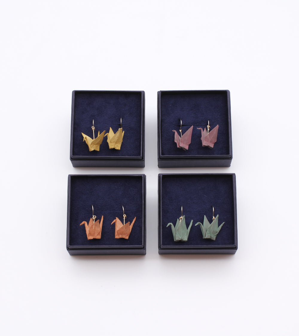 Boucles d'oreilles en ORIAMI® en forme de grue (ORIZURU)