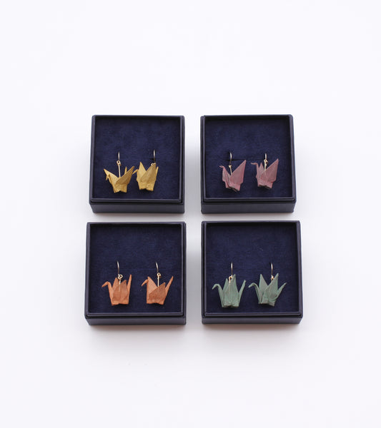 Boucles d'oreilles en ORIAMI® en forme de grue (ORIZURU)