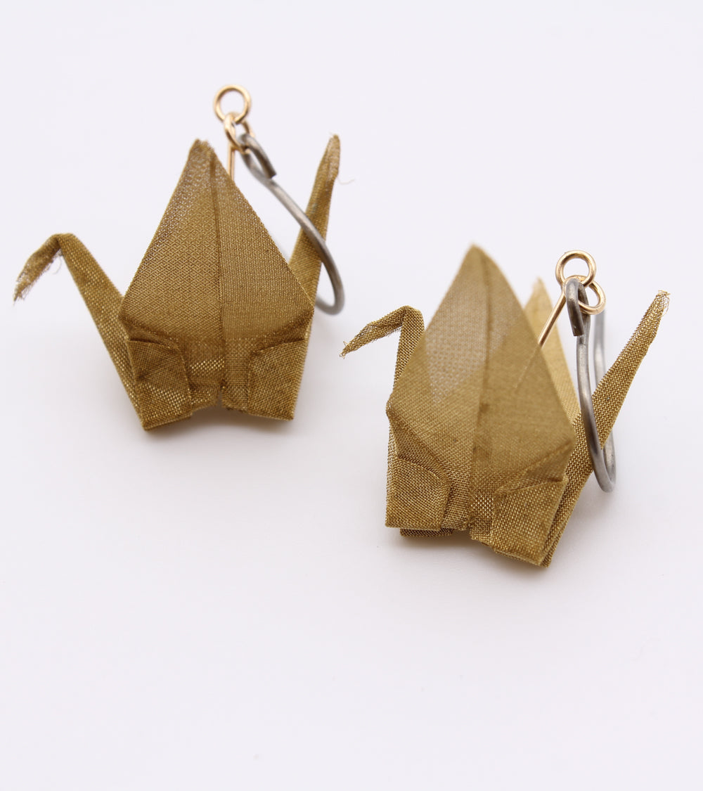 Boucles d'oreilles en ORIAMI® en forme de grue (ORIZURU)