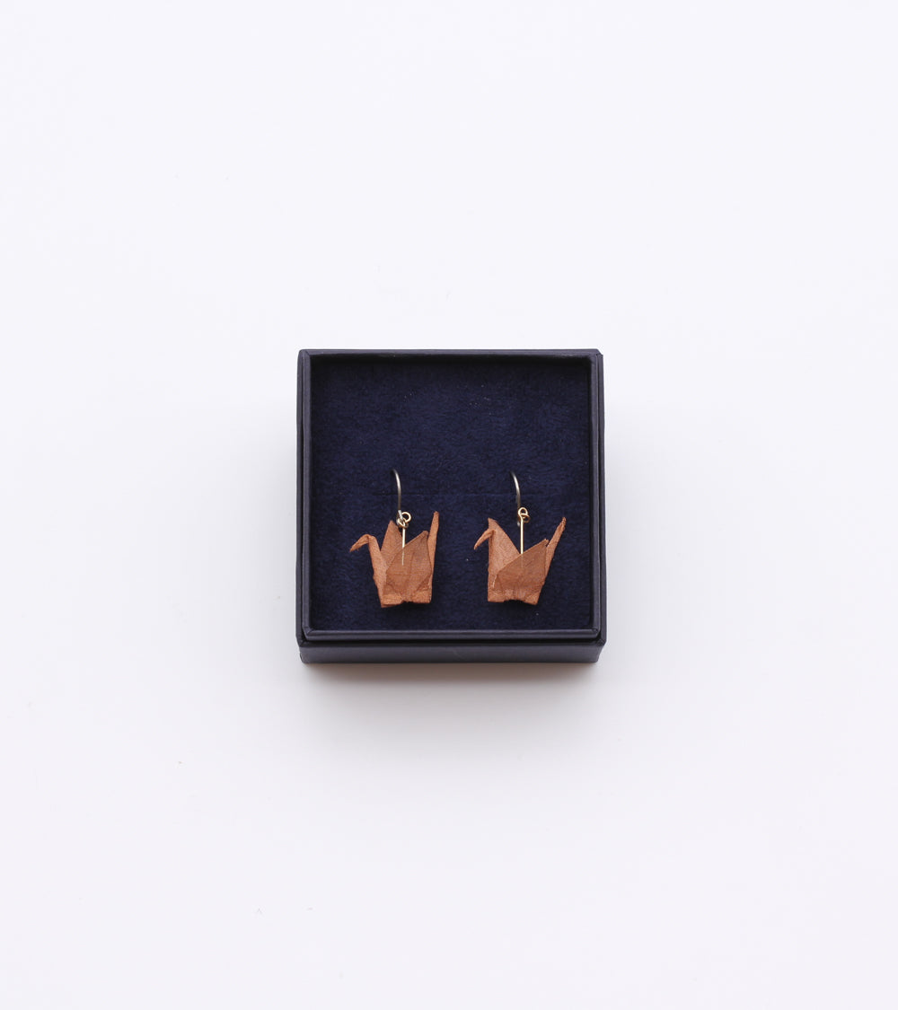 Boucles d'oreilles en ORIAMI® en forme de grue (ORIZURU)