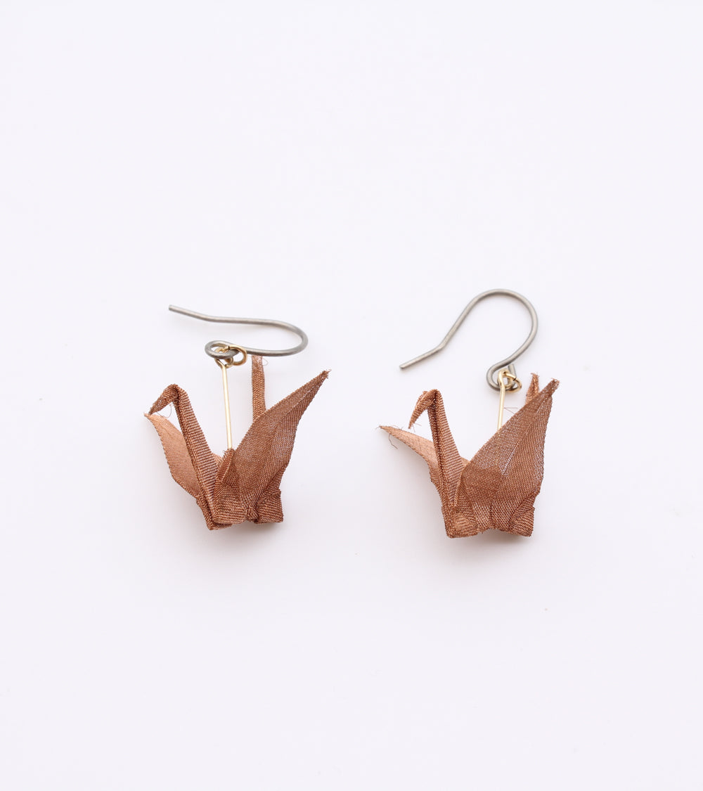 Boucles d'oreilles en ORIAMI® en forme de grue (ORIZURU)