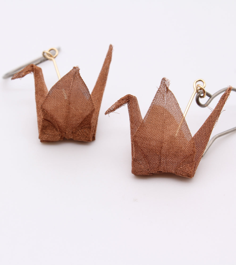 Boucles d'oreilles en ORIAMI® en forme de grue (ORIZURU)