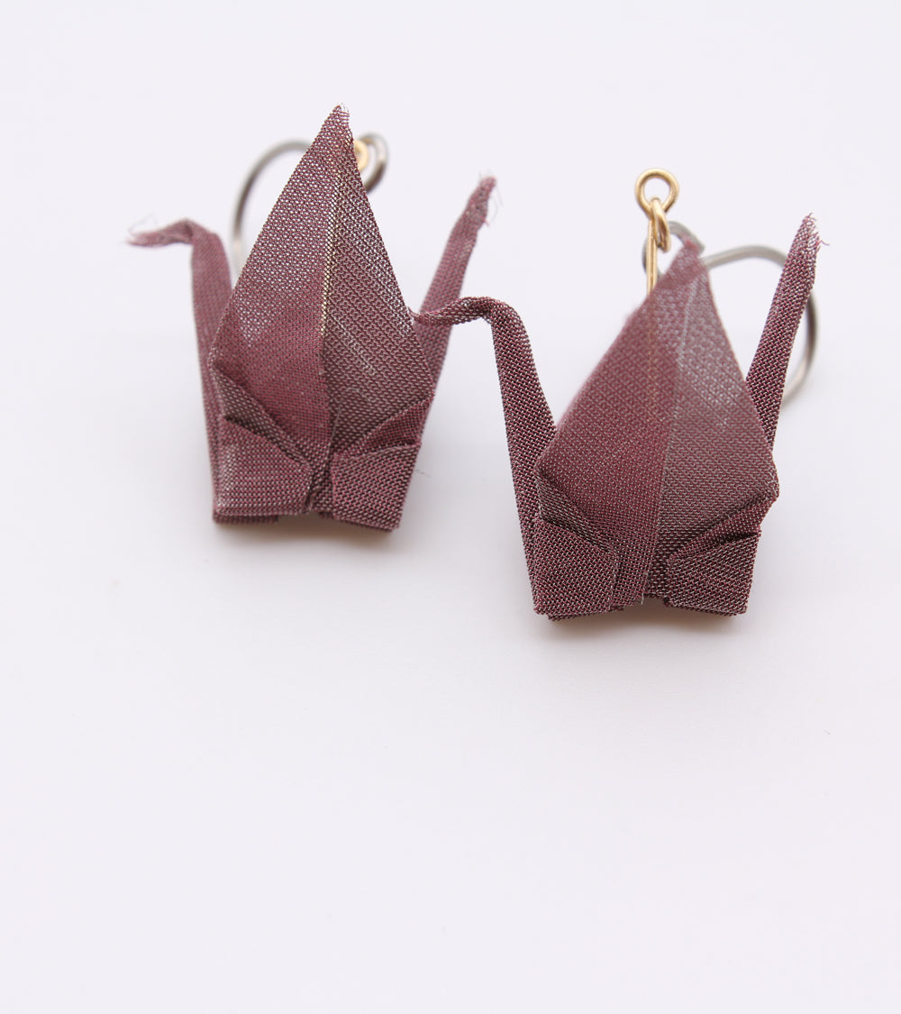Boucles d'oreilles en ORIAMI® en forme de grue (ORIZURU)