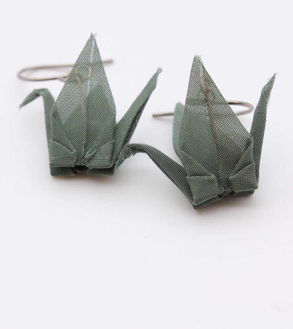 Boucles d'oreilles en ORIAMI® en forme de grue (ORIZURU)