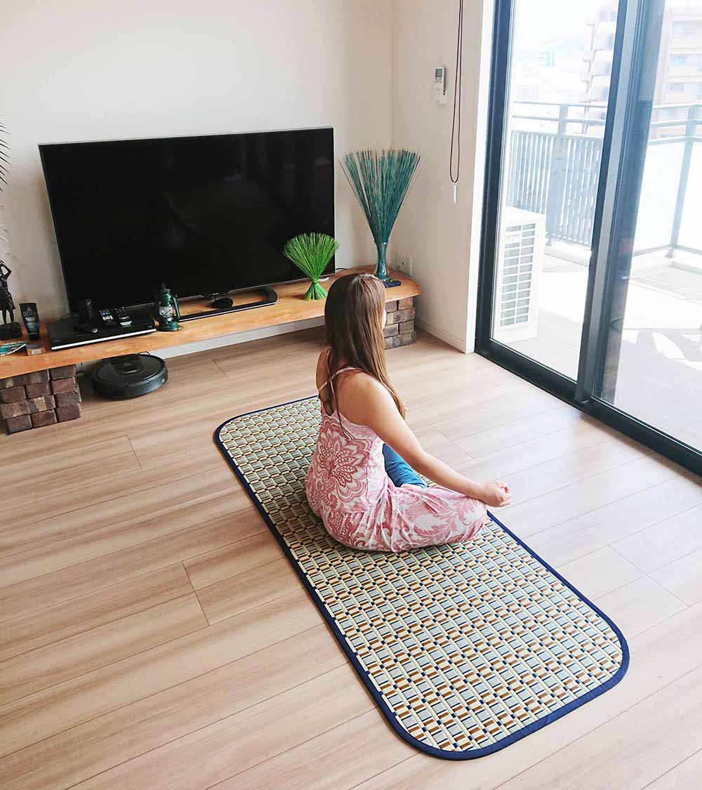 GOZA Tapis de yoga en jonc (avec sa housse)